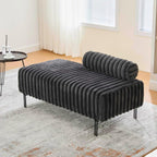 Aoowow Faux Fur Bedroom Ottoman Bench 49.6" Long Ottoman Benches for Living Room Bed End Rectangular Window Entryway Bench Footrest with Golden Metal Legs (Without Storage, Charcoal Grey)