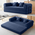 79" Convertible Sofa Bed, Couch for Small Living Room | Corduroy Loveseat Sleeper Sofa, Modular Futon Couch with 2 pillow, Pull Out Couch No Assembly (Navy Blue)