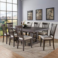 Steve Silver Furniture Napa 9pc Dining Table Set, 72"-90"-108" Dining Table w/ 2-18" Leaves, 8 Upholstered Side Dining Chairs, Farmhouse Design, Dining Room, 72" L x 42" W x 30.5" H, Brown