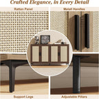 JASIWAY Buffet Cabinet with Storage, 48" Rattan Sideboard with Adjustable Shelves, Modern Coffee Bar Cabinet Console Table with Doors, Credenza for Kitchen, Living Room, Entryway, Dining Room, Walnut