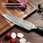 PAUDIN Damascus Knife Set 3 PCS, Japanese VG10 Steel Core, Ultra Sharp Chef Knife Set, Full Tang G10 Handle, Damascus Kitchen Knives