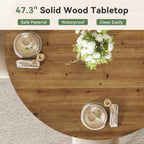 47.3" Solid Wood Dining Table for 4-6, Round Wood Kitchen Table | Farmhouse Kitchen & Dining Room Table, Sturdy and Stable, Circle Dinner Table with Wood Legs, Easy Assembly, Rustic Brown