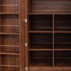 22 in Deep Kitchen Pantry Storage Cabinet with Door Shelving Walnut | 180° Doors with Bottom Rollers, Adjustable Shelves