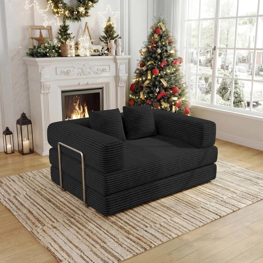 BSHOMGI Convertible Futon Sofa Bed, Couch for Living Room,Modular Futon Couch with Fixed-Shape Frame Corduroy Loveseat Sleeper Sofas with Pull-Out Couches for Small Space Apartment