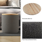 Storage Ottoman - Teddy Fabric Upholstered Ottoman with Wood Top for Living Room, Dorm, or Apartment - Ottomans with Storage by Lavish Home (Dark Gray)