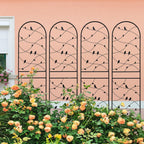 4 Pack Metal Garden Trellis 71" Tall Outdoor Climbing Plant Support for Roses, Flowers, Rustproof Durable Black Galvanized Tube, Lawn Garden Fence Decor Screen (4, Black birds-71 H)
