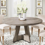 Tribesigns 47 inch Round Dining Table Wood Kitchen Table for Dining Room, 47" Dinner Room Tables for 4-6, Farmhouse Accent Furniture with Wooden Tabletop and Cross Base, Rustic Grey | for Dining Room