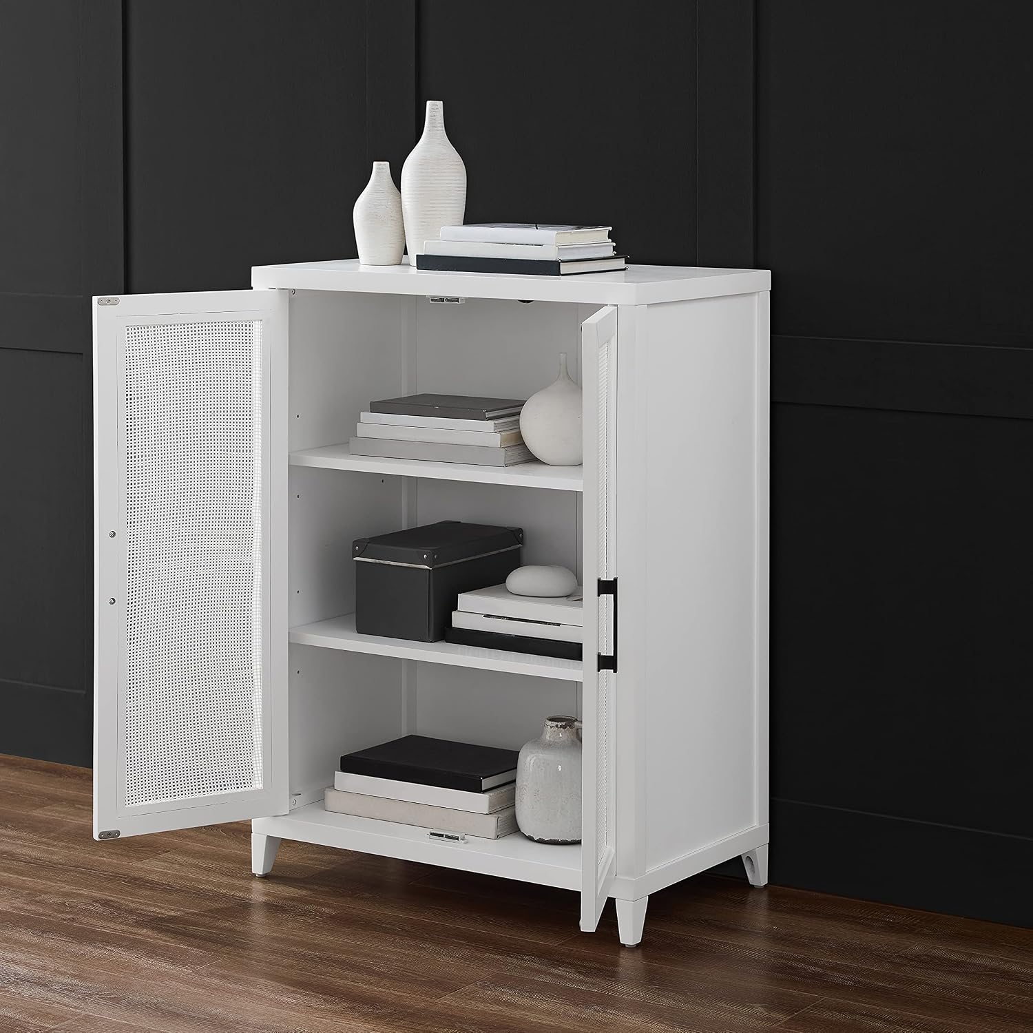 Crosley Furniture Milo Stackable Pantry Storage Cabinet with Shelves, Kitchen, Dining, or Laundry Room, White