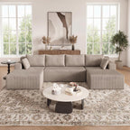 124 Inch Oversized Sectional Sofa Cloud Couch for Living Room - Symmetrical U Shaped Modular Couches Set with Double Chaise, No Assembly Floor Compression Sofa & Couch