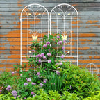 2 Pack Metal Garden Trellis 86.7" Black Fence Rustproof Garden Trellis for Climbing Plants Support Roses Flower Outdoor Lawn, Cream White