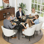 Dining Table for 4-6，70.87" Glossy Sintered Stone Top Dining Table with Carbon Steel Pedestal, Modern Dining Room Table for Kitchen, Living Room (Black, Table Only)