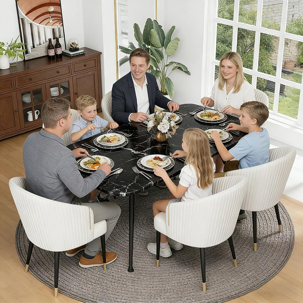Dining Table for 4-6，70.87" Glossy Sintered Stone Top Dining Table with Carbon Steel Pedestal, Modern Dining Room Table for Kitchen, Living Room (Black, Table Only)