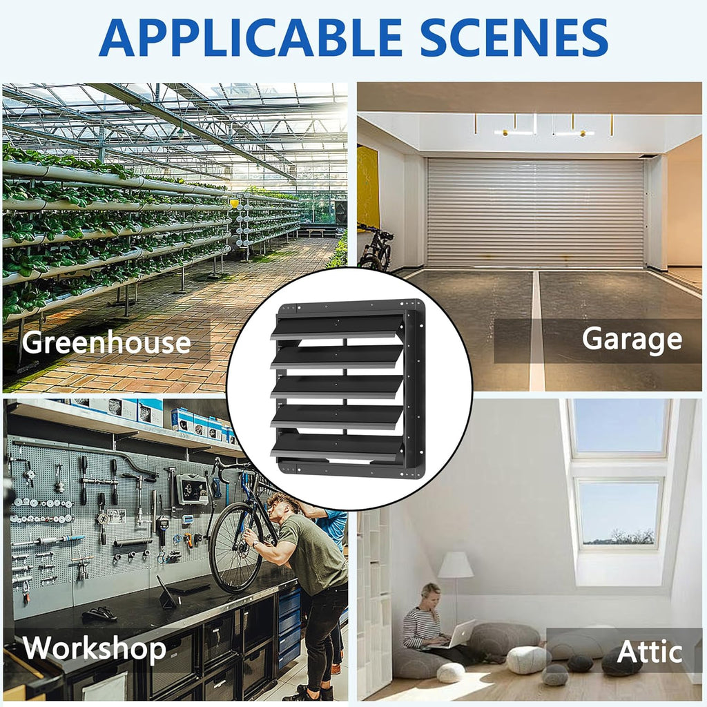 20 Inch Galvanized Sheet Spraying Automatic Exhaust Shutter Louver Vent (No Fan Blades and Motor) for Home Attics, Workshops, Barn, Greenhouse
