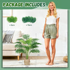 Der Rose Fake Palm Tree 28Inch Faux Plant Potted Tall Fake Plant with Hand-Woven Baskets Artificial Tree for Indoor Outdoor Home Office Bedroom Porch Balcony Decor