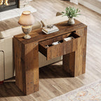Tribesigns 39'' Farmhouse Console Table, Narrow Sofa Entryway Table with Drawer, Small Wooden Entrance Table for Living Room, Hallway, Foyer, Distressed Brown