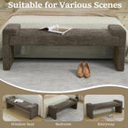 WUTUTUEE 58.7" End of Bed Bench Upholstered Modern Bedroom Bench for Living Room & Entryway, Easy Assembly, Footrest Ottoman Accent Window Bench with Solid Wood Frame & Curved Arm, Brown