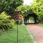 WONDER GARDEN Wind Spinner - Wind Spinners Outdoor, Outdoor Metal Windmills, 4.4 Ft Retro Brown Wind Sculptures Spinner Lawn Ornaments Wind Spinner for Yard, Lawn and Garden
