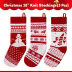 JOYIN 3 Pack 18" Knit Christmas Stockings, Burgundy/White Knitted Large Rustic Yarn Xmas Stockings, Snowflakes/Snowmen/Reindeers Character for Family Holiday Decorations, Wall, Staircase Decoration