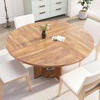 Jojoka 47 Inch Round Dining Table for 4-6 People, Wooden Kitchen Table with Sturdy Pedestal Base, Small Dining Table, Round Table for Dining Room & Living Room, Easy Assembly – Walnut Brown