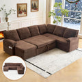 VINGLI Sectional Sleeper Sofa with Pull Out Couch Bed, 111 Inch U-Shaped Convertible Sofa Bed, 7 Seat Modular Sectional Couches for Living Room with Storage Chaise, USB Charging, Side Pockets