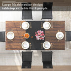 chartustriable 7PCS Dining Table Set with 6 Chairs for 4 5 6 People, 71" Large Wooden Kitchen Table Sets with 6 Upholstered Chairs,6-Person Kitchen Table & Chairs Set for Dining Room Kitchen(Brown)