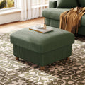 Kidirect Corduroy Ottoman with Storage, 25" Oversize Ottomans, Tool-Free Setup Storage Bench for Bedroom, Solid Wood Foot Rest, Comfy Foot Stool, Square Ottoman Coffee Table for Living Room, Green