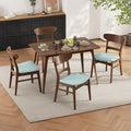 Wood Dining Room Table Set for 4,Mid Century Modern Dining Table Set,Kitchen Table and Chairs Set for Breakfast Nook and Small Space,5 Piece Dining Table for Apartment,Wooden Frame(Walnut+Mint)