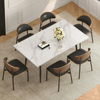 62.9"-94.4" Modern Extendable Dining Table for 6 to 10 Seats, Rectangular Sintered Stone Table with High Hardness and Easy Maintenance for Dining Room Family Gathering, White Top