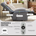 jonpony Power Lift Recliner Chair for Elderly, Big and Tall Lift Chair with Massage and Heat for Living Room, Fabric Electric Recliner Chairs with 4 Side Pockets, USB Charge Port, Grey