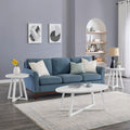 Coffee Table Set 3-Piece Oval Wood Modern | Modern 3-piece set includes oval coffee table and two round end tables. Durable MDF tops with solid rubberwood legs for