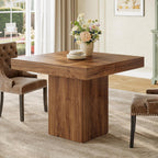 Tribesigns 39-Inch Square Dining Table for 4, Farmhouse Small Kitchen Dinner Eating Table with Sturdy Pedestal Base, Wooden Dining Room Furniture for Dining Room, Kitchen, Apartments (Walnut)