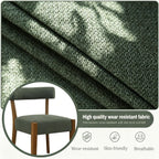 RNKSFX Upholstered Green Dining Chairs Set of 6, Walnut Wooden Kitchen & Dining Room Chairs, Mid Century Modern Fabric Farmhouse Dining Chairs Oversized Sturdy Rounded Chairs Curved Back