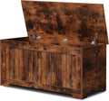 SUPER DEAL Storage Chest, 39 inches Chest Box Organizer with 2 Safety Hinges, Wooden Entryway Shoe Organizer Storage Bench, Rustic Brown