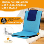 FASTMOMENT Floor Chair with Back Support 14-Position Adjustable Floor Chair Portable Ground Seating for Adults Foldable Meditation Seat with Japanese KOYO Bearings & Washable Linen Cover (Bright Blue)