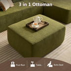 HOOOWOOO Large Ottoman Coffee Table for Couch,Oversized Rectangular Ottoman Bench Seat,Modern Plush Corduroy Upholstered Foot Rest for Living Room Bedroom Bedside,Cloud Green