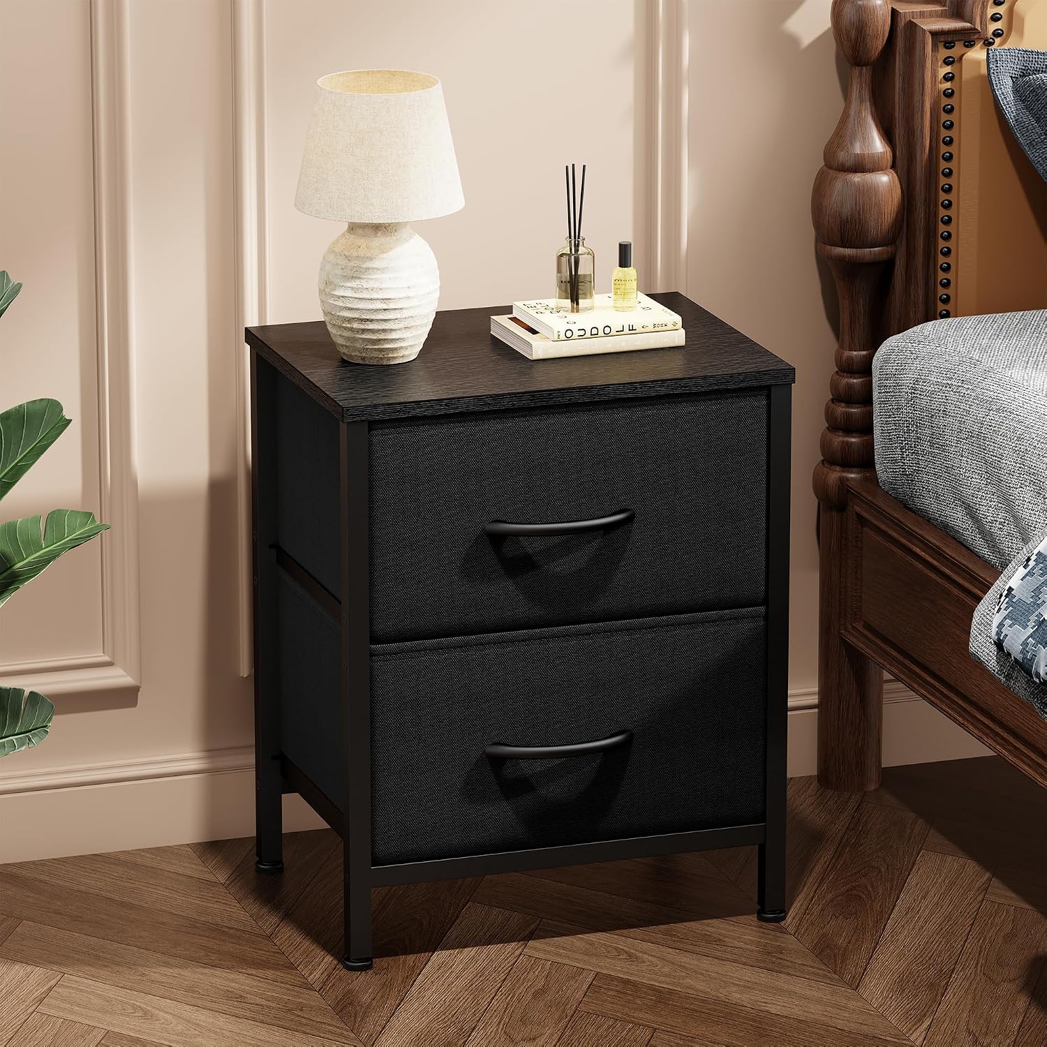 Sweetcrispy Nightstands Set of 2 with 2 Storage Drawer, Small Bedside Table