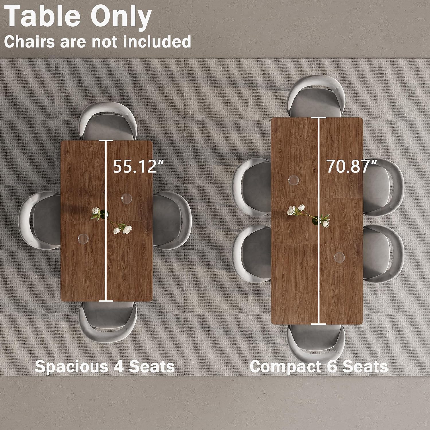 MECHYIN 55"-71" Extendable Dining Table for 4-8 with Built-in Flip Leaf | Kitchen Table, Space Saving Modern Design with Storage Shelf & Sturdy Metal Legs for Kitchen,Living Room & Small Apartments