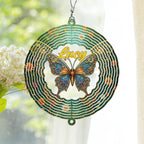 Personalized Butterfly Wind Spinner 3D Stainless Steel, Butterfly Garden Spinner Hanging Outdoor Decor, Wind Spinners Outdoor, Custom Gift for Grandmother, Mom, Wife