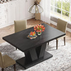 Tribesigns 47-Inch Dining Table for 4, Black Kitchen Dinner Table with Heavy Duty Pedestal, Farmhouse Wooden Eating Table for Home, Dining Room, Small Space, Black