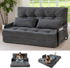 MAXYOYO Adjustable Folding Sofa Bed Couch with 2 Pillows, Dark Grey | Multi-Functional Bean Bag Bed, 5-Position Foldable Lazy Floor Sofa Bed with Armrest, Versatile Floor Seating for Reading