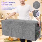 Extra Large Toy Box with Lids, Large Storage Chest Organizer, 40"x14"x16" | Collapsible Sturdy Kids Toy Chest Bins with Dividers for Boys Girls, Nursery Bedroom Playroom Organization, Gray