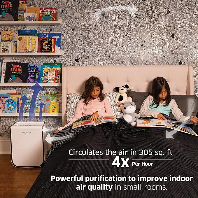 AIRDOCTOR AD2000 Air Purifier for Small & Medium Rooms and Small Bedrooms. 3 Stage Filtration with Pre-Filter, UltraHEPA, Carbon/VOC (AirDoctor 2000)