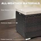 NUU GARDEN Outdoor 2 Piece Outdoor Patio Ottoman, All Weather Rattan Wicker Ottoman Seat, Outdoor Footstool Footrest Seat with Removable Cushion, for Patio, Backyard, Side Table, Black and Beige