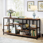 Tribesigns Console Sofa Table, 70.9 inch Extra Long Table Behind Couch with Storage Shelves, 3-Tier Industrial Narrow Entryway Hallway Accent Table for Living Room, Rustic Brown