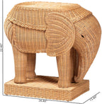 Bali & pari Elissa Bohemian Light Honey Rattan Elephant End Table