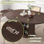 47.2"–63" Extendable Dining Room Table for 4–8, Round‑to‑Oval Expandable Wood Table with Dust‑Proof 2‑Tier Storage Shelf, Space‑Saving Modern Farmhouse Centerpiece for Living Room, Black Walnut