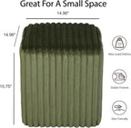 Modern Square Vanity Stools, Small Striped Pattern Ottoman, Cute Velvet Foot Stool, Tufted Fabric Footrest, Upholstered Vanity Chair, Stool for Makeup, Bedroom, Living Room(2, Square-Dark Green)