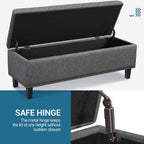 Yaheetech 49in Square Storage Ottoman Coffee Table with Nailhead, Dark Gray | Button-Tufted Linen-Look Fabric Bench, 3.5C Storage Space, Wood Legs, Metal Hinges, for Bedroom Foot of Bed Living Room