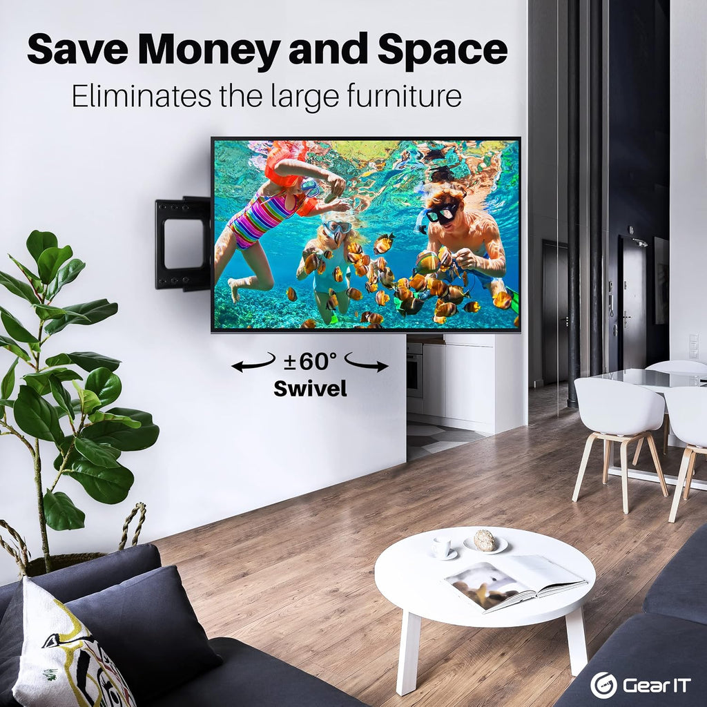 GEARit TV Wall Mount/Monitor (TVs 37 to 80 inch) Up to 132lbs - Full Motion Swivel, Tilt, Articulating Arm, Vesa 200 300 400 600