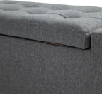 Gray Storage Ottoman with Linen Cover
